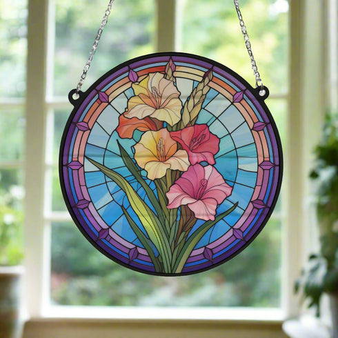 Gladiolus Stained Glass Effect Suncatcher